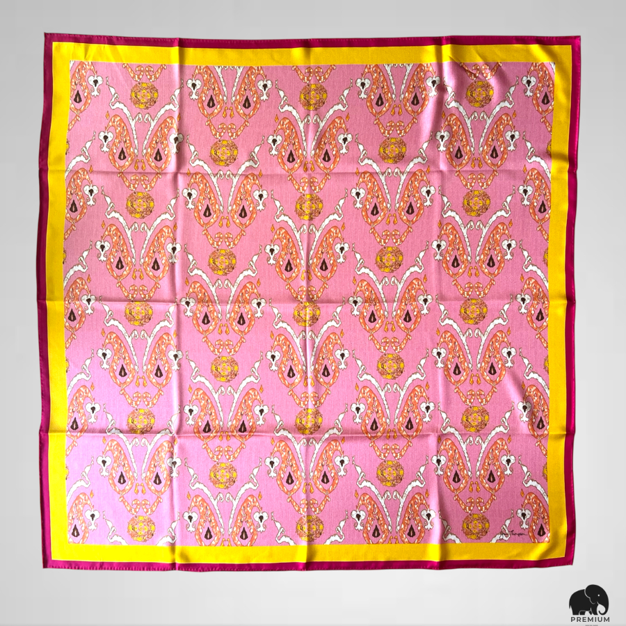 ผ้าพันคอผ้าไหม จิม ทอมป์สัน Silk scarf 33"x33" Jim Thompson ลายกราฟฟิก