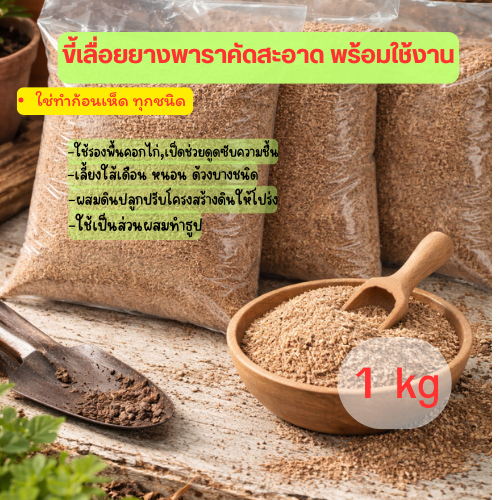 ขี้เลื่อยไม้ยางพาราแท้ คัดสะอาด เนื้อละเอียด พร้อมใช้งาน ทำก้อนเห็ด 1 kg