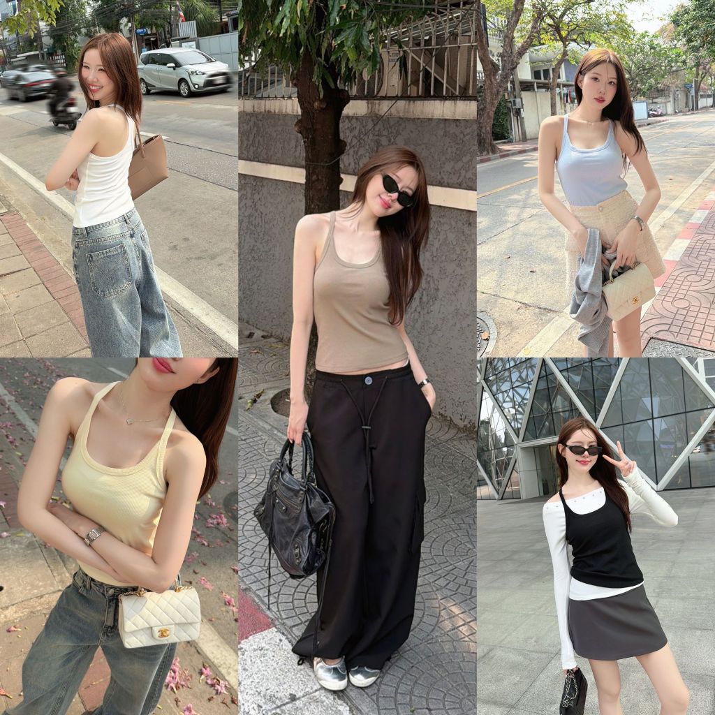 ส่งด่วน🚨 SLYQ RIBBED BACKLESS SINGLET TOP เสื้อสายเดี่ยวทรงเสื้อกล้ามคอยูลึก