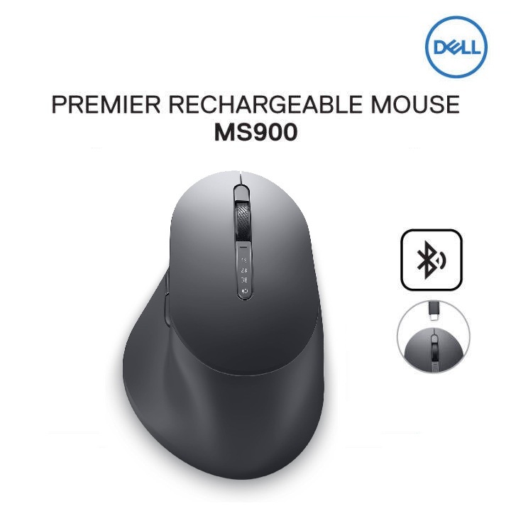 Dell MS900 Rechargeable Wireless Mouse - Bluetooth 5.1/2.4GHz, Adjustable 800-8000 DPI - Graphite