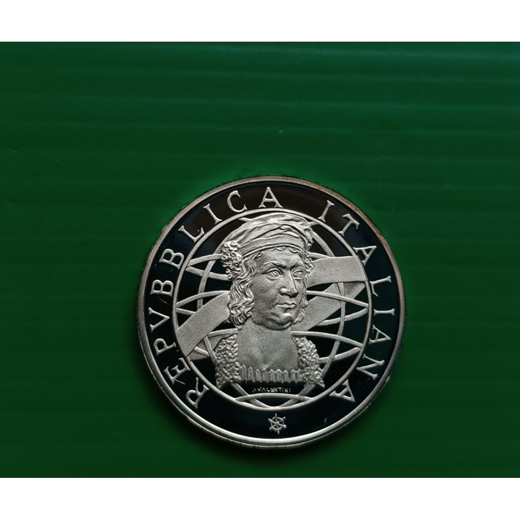 Italy Silver Proof 500 Lire 1989 - 500th Anniversary of Discovery of America #เงินขัดเงา .835 Silver