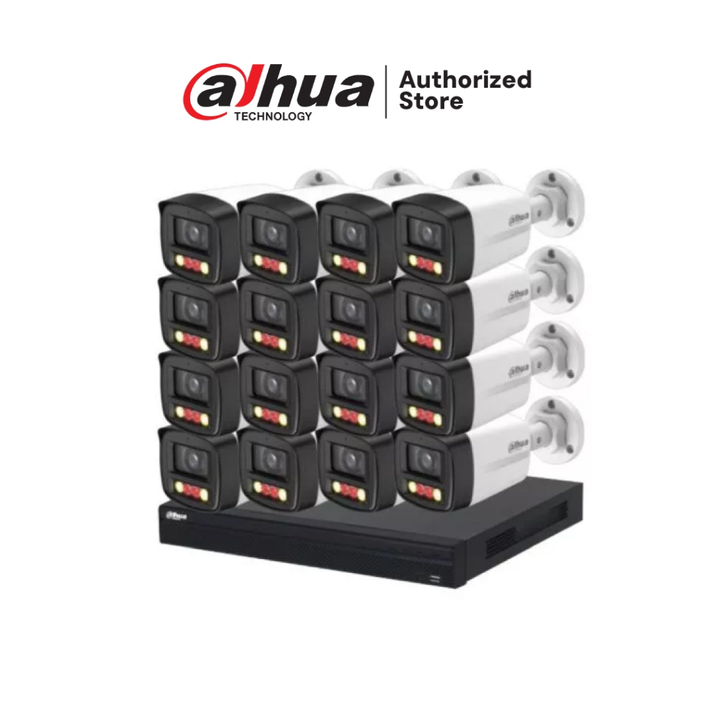 DAHUA ชุดกล้องวงจรปิด IP 16 ตัว 2 ล้านพิกเซล รุ่น DH-IPC-HFW1239TL1P-PV  + DHI-NVR4216-16P-4KS3 (พูด