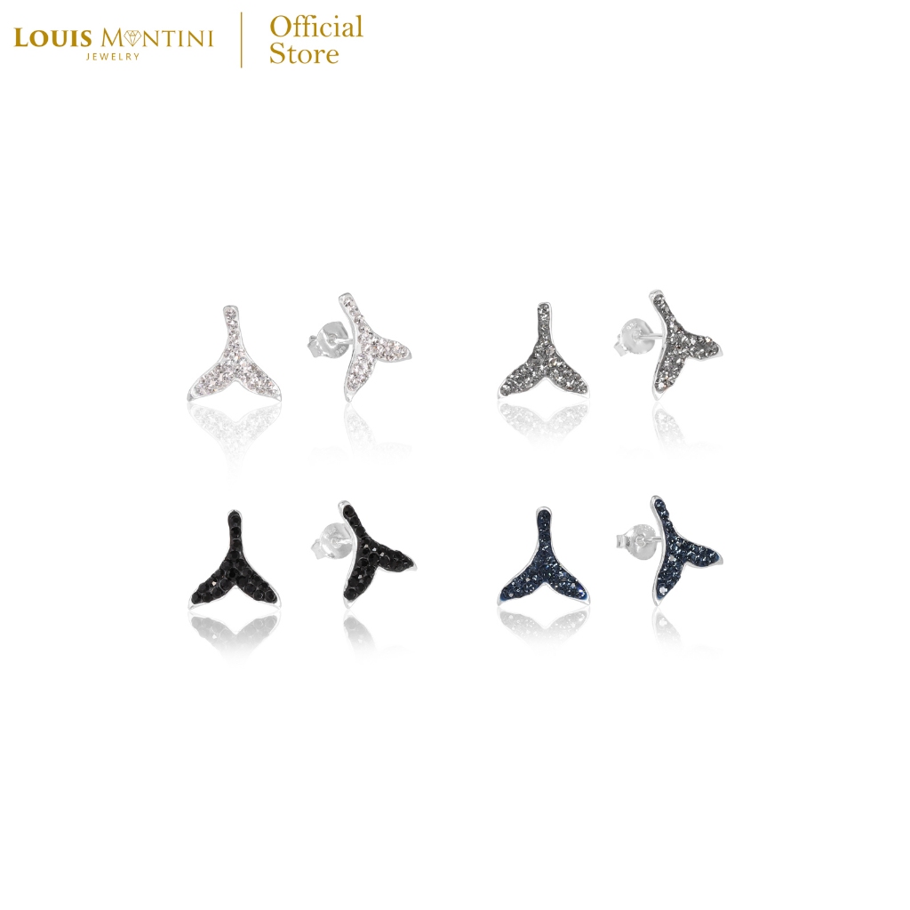 Louis Montini (Jewelry) Sterling Silver 925 Earrings ต่างหูเงินแท้ 92.5% ต่างหูผู้หญิง รูปหัวใจ LJER137