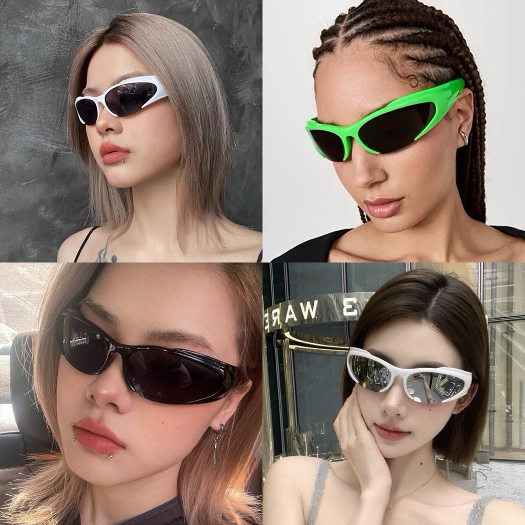 แว่นกันแดดทรงครึ่งกรอบ แว่นกันแดด Y2K - 5558 ใส่เล่นกีฬา กันแดด กันลม