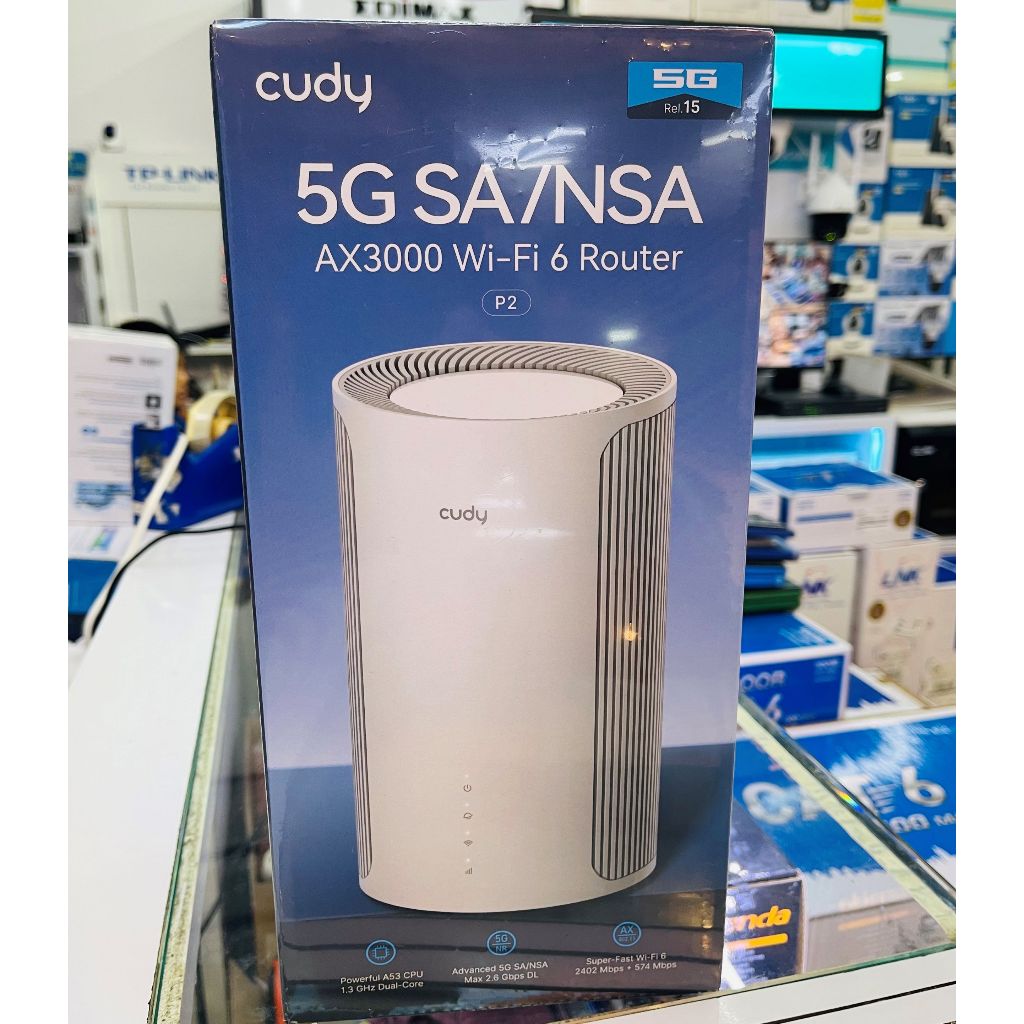 เราเตอร์ซิม 5G CUDY P2 5G AX3000 Router +2P Gigabit LAN, 1x Nano SIM (ติดตั้งผ่าน Cudy App) (สีขาว)