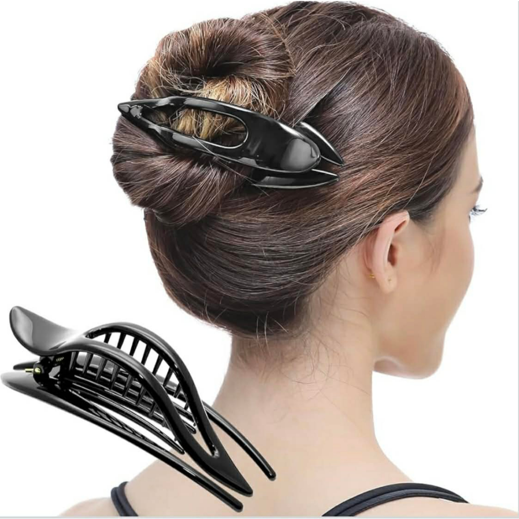 กิ๊บหนีบผมพลาสติกรูปโค้งมน RC-155 สีดำ French Concord Curved Hair Clip ช่วยยึดเกาะที่แข็งแรงและสวมใส่สบาย พร้อมส่งจากไทย