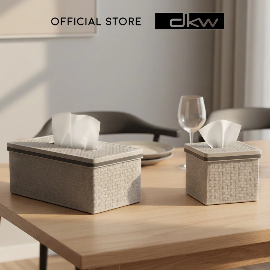 DKW by BanBaan กล่องกระดาษทิชชู่ลายสาน SAAN ใส่ทิชชูม้วนแบบหนา+ยาวพิเศษได้ HH-3016,3017 กล่องทิชชู