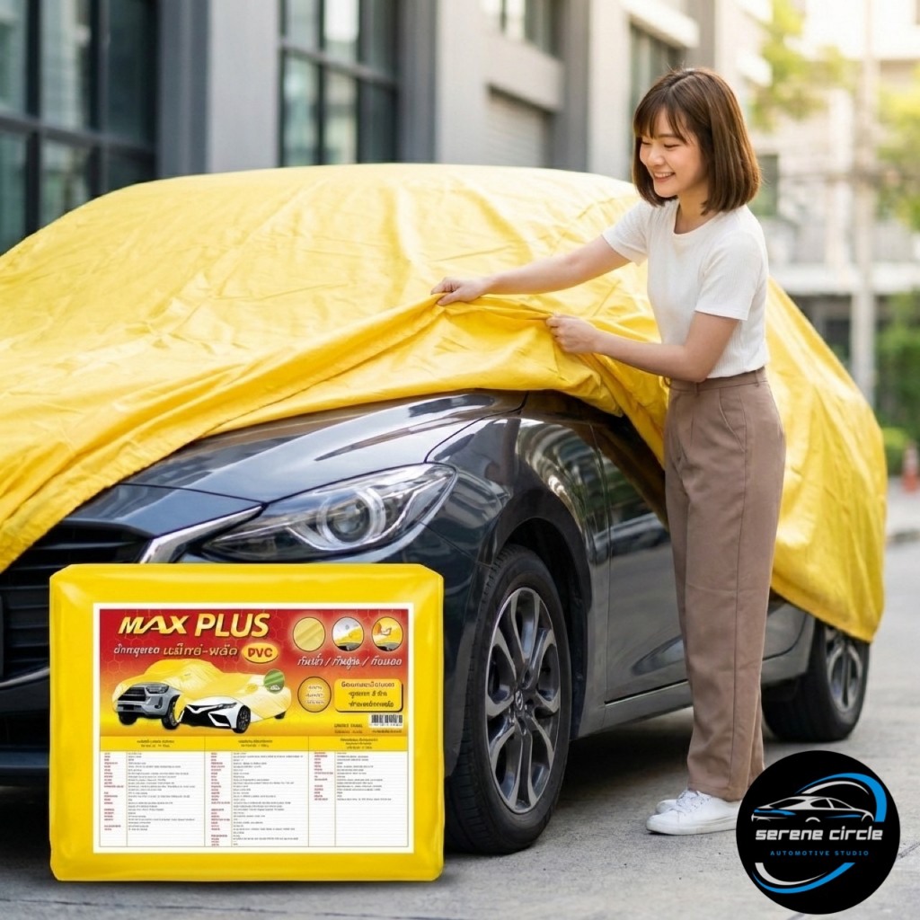 ผ้าคลุมรถ MAX PLUS+ กันแดด 100% กันฝน กันฝุ่น คุณภาพพรีเมียม สำหรับรถเก๋งเล็ก รถเก๋งใหญ่ SUV กระบะ ทุกรุ่น (PVC หนาพิเศษ