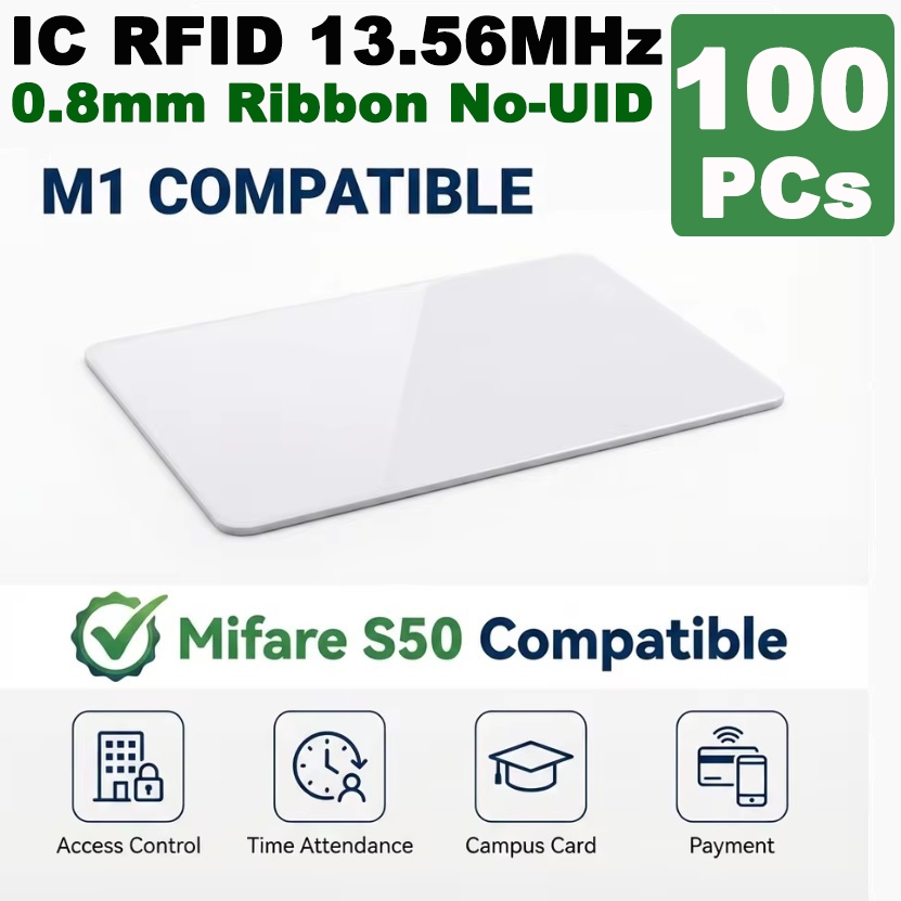 100PCs บัตร IC RFID 13.56MHz 1K F08 RFID Smart Cards Compatible with Mi-fare Classic 1K 14443A for A