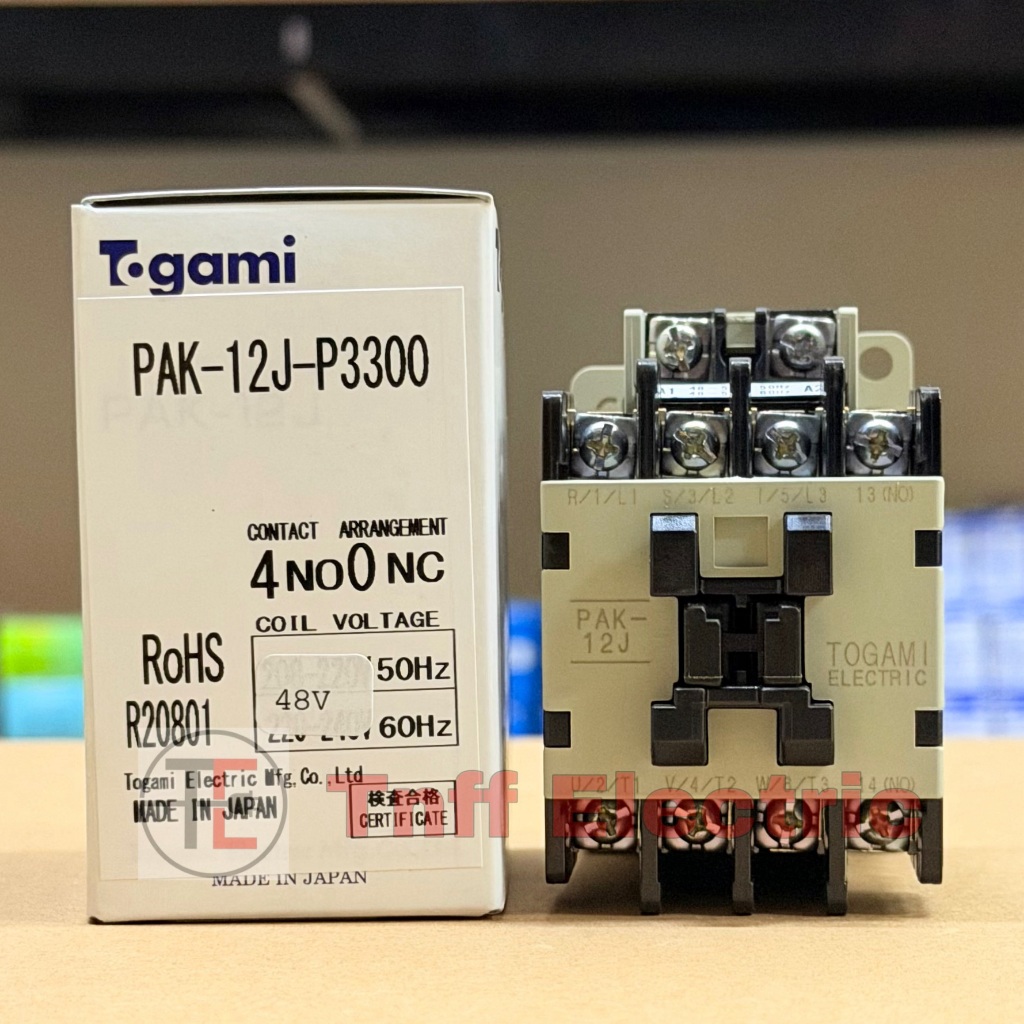 Togami PAK-12J (คอยล์ 24V, 48V, 220V, 380V) แมกเนติก คอนแทคเตอร์ (1NO)
