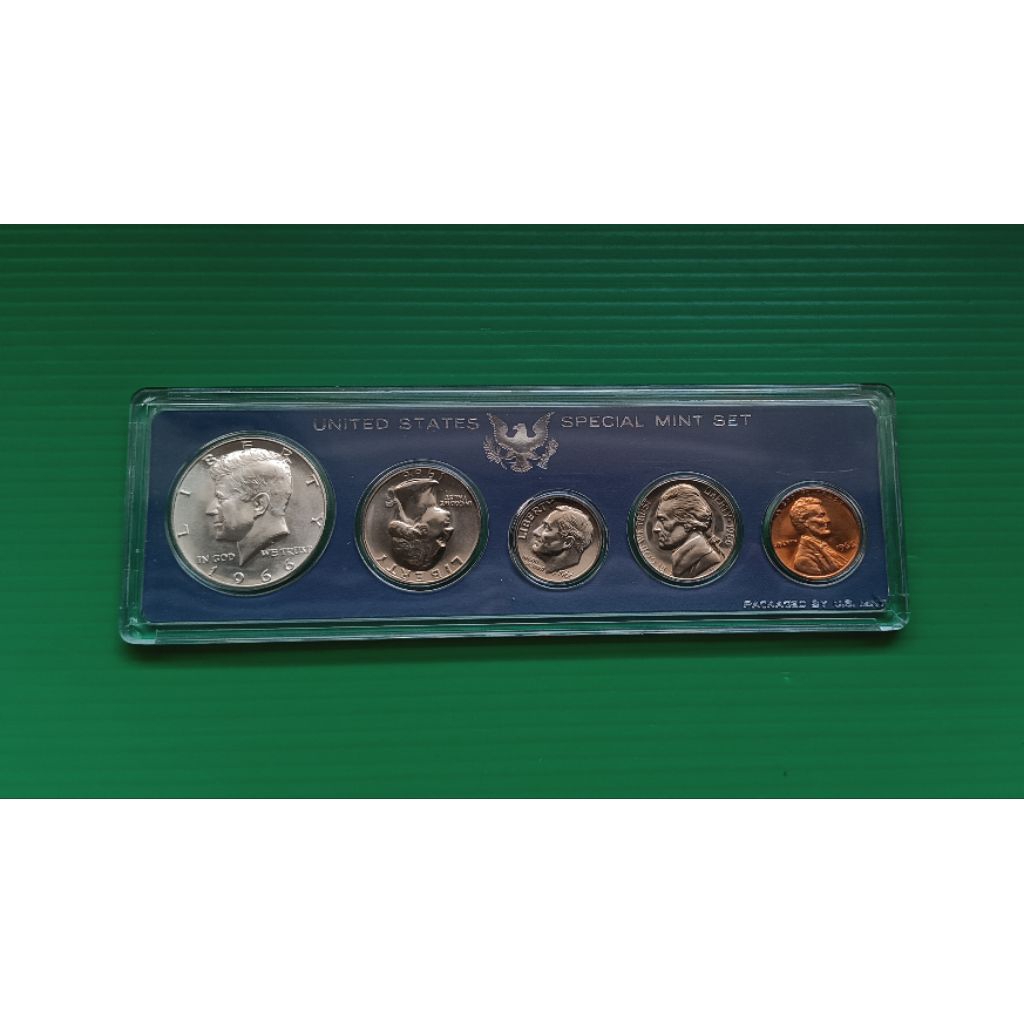 ชุดเหรียญ USA Mint Set 5 Coins 1966 #JFK เนื้อเงิน .400 Silver
