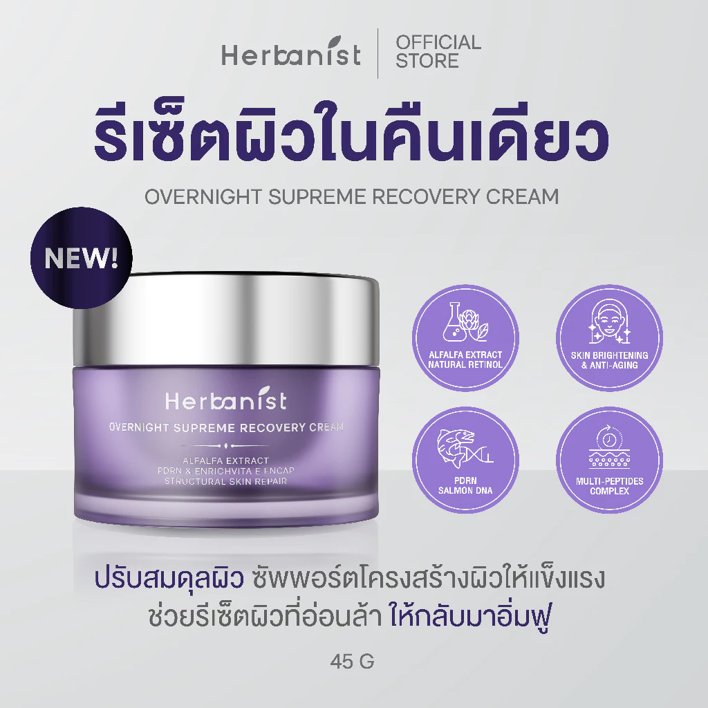 Herbanist ครีมรีเซ็ตผิวในคืนเดียว Overnight Supreme Recovery Cream