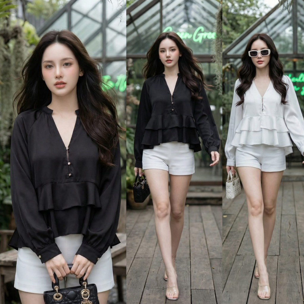 J1960 JiraClothing เสื้อเชิ้ตผ้าซาติน