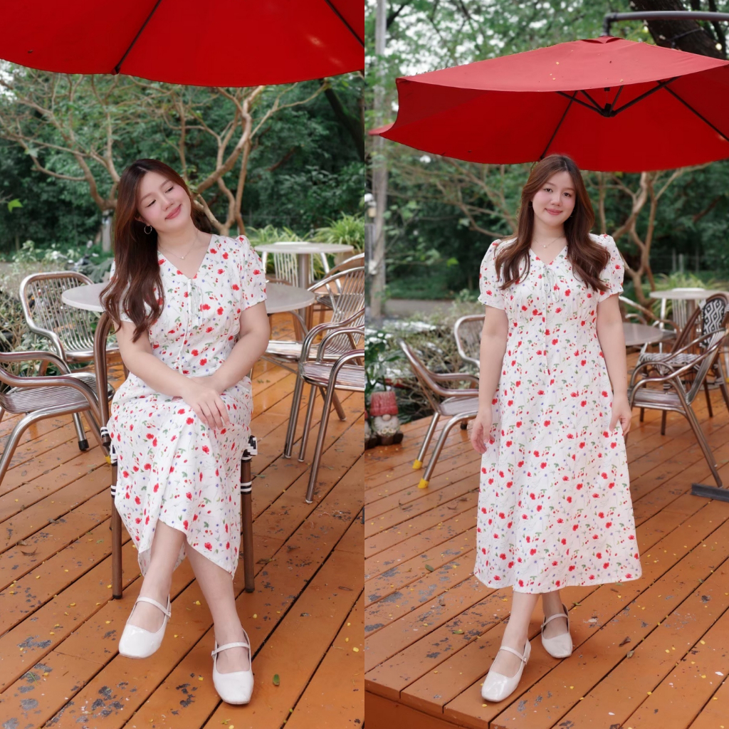 (❤️อกถึง 50") Dainty Muse Dress เดรสสาวอวบ ชุดสาวอวบ