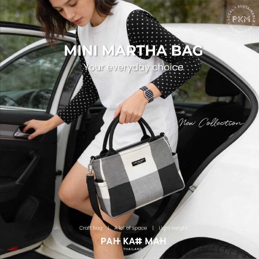 Mini Martha bag - Collection DE กระเป๋าผ้าขาวม้า กระเป๋าผู้หญิง กระเป๋าใบเล็ก กระเป๋าสีดำ กระเป๋าสีสุภาพ