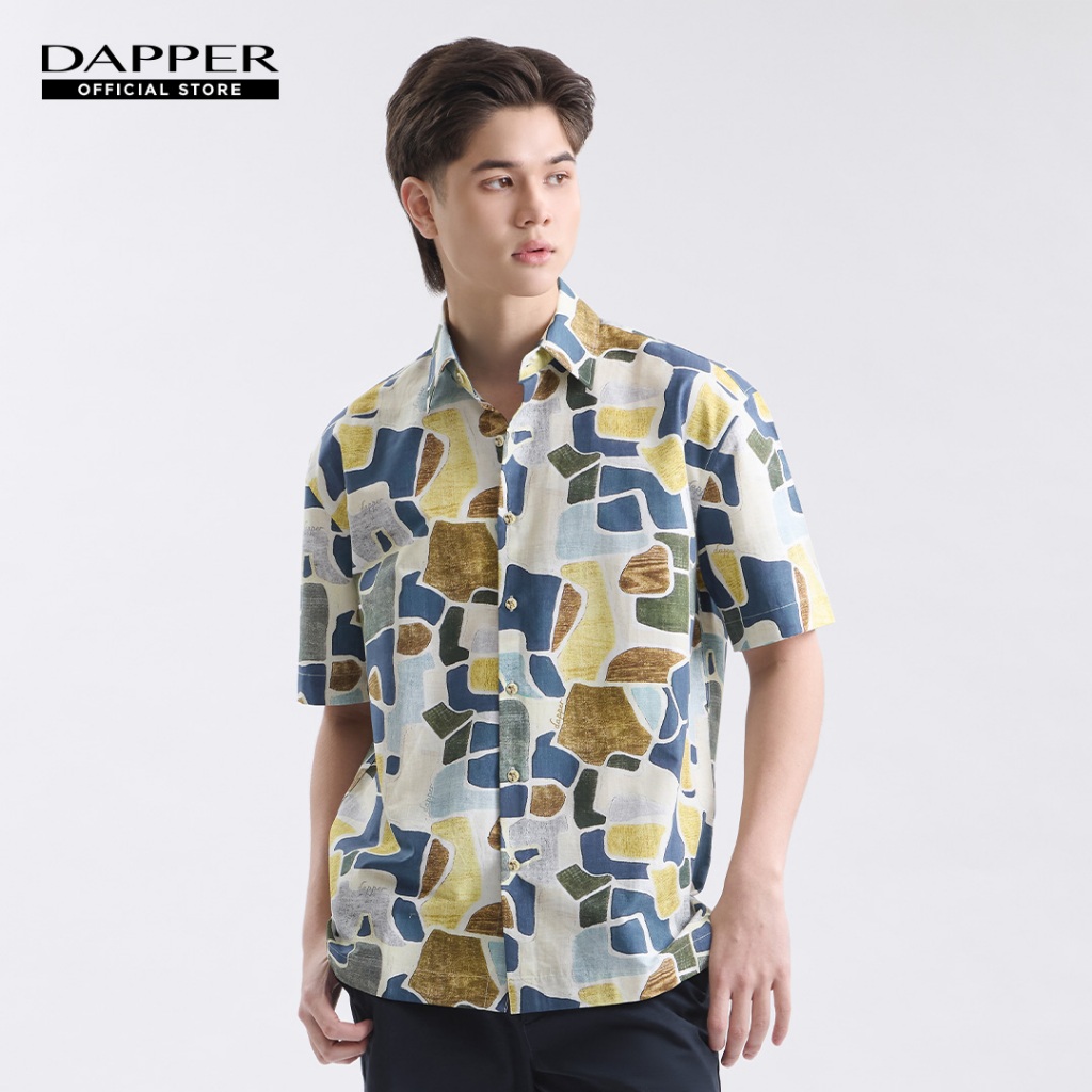 DAPPER เสื้อเชิ้ตแขนสั้น Summer Mosaic Print สีกรมท่า (BCS/NA/530LP)
