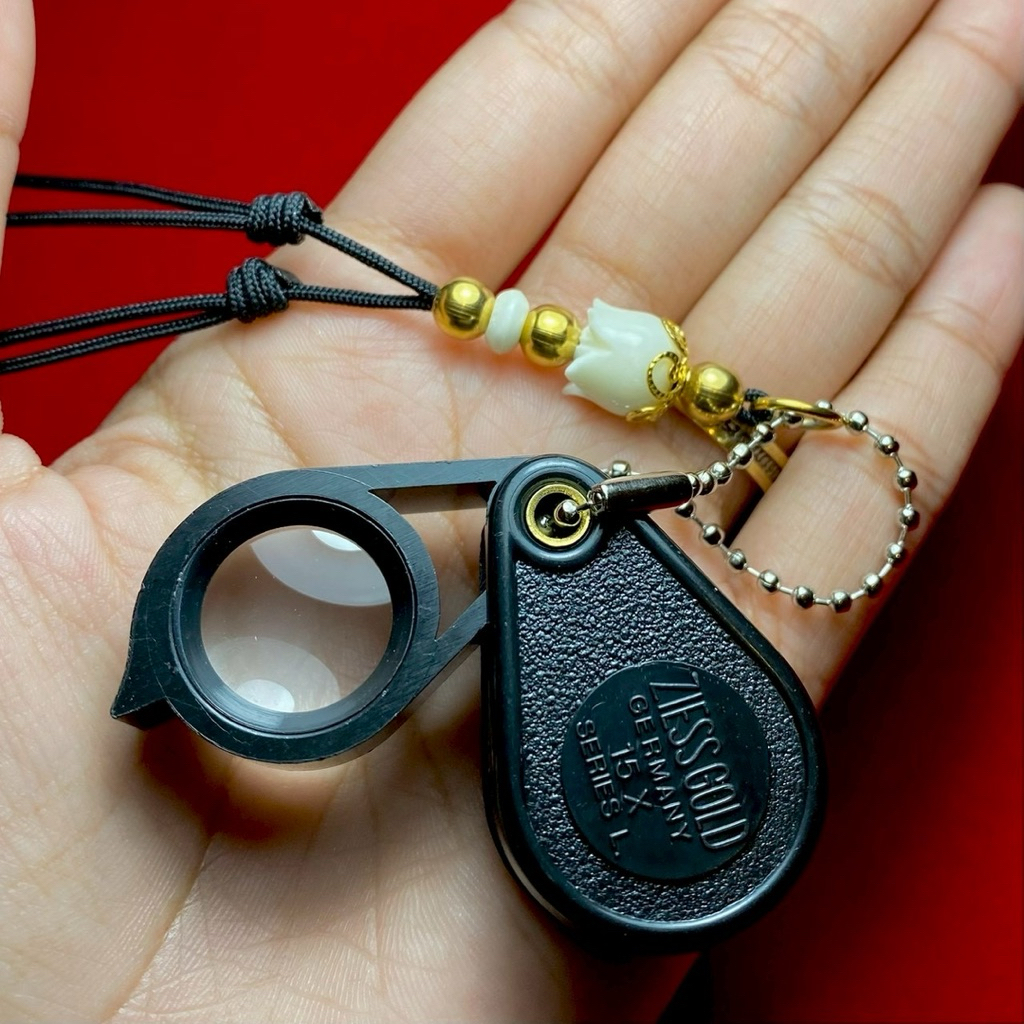 กล้องส่องพระ Ziess gold 15x พร้อมสร้อยเชือกรูดได้ สภาพสวย