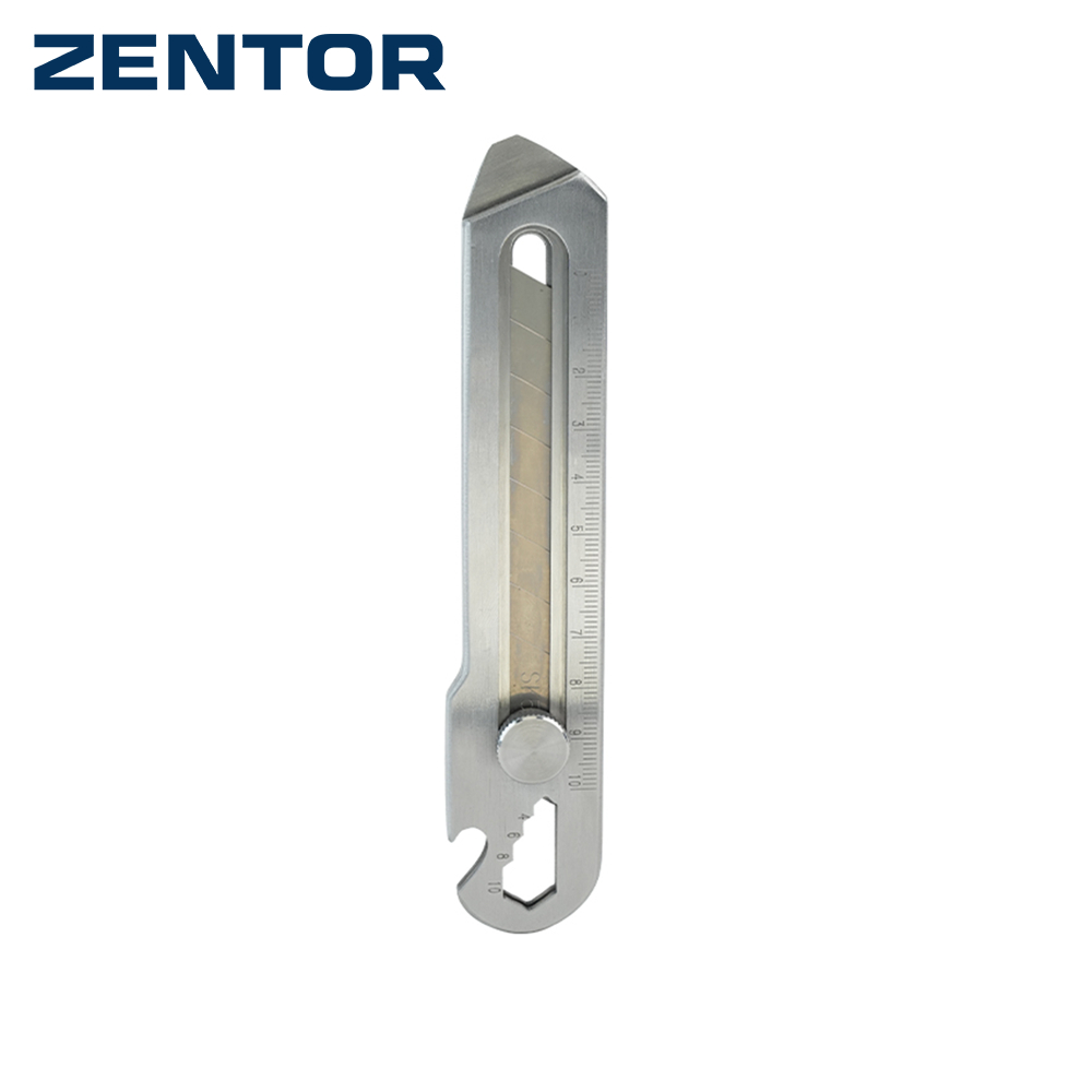 Zentor มีดคัตเตอร์สแตนเลส มีดคัตเตอร์ 4in1 คัตเตอร์อเนกประสงค์ 18mm แข็งแรง ทนทาน Stainless Cutter