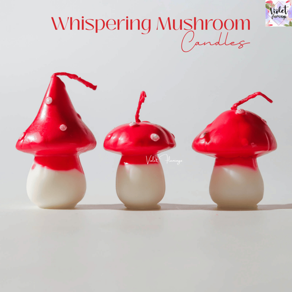Violet Flamingo 🍄 Whispering Mushroom Candle  เทียนหอมเห็ดน้อย กลิ่น Citrus Fantasy – ของตกแต่งสุดน่