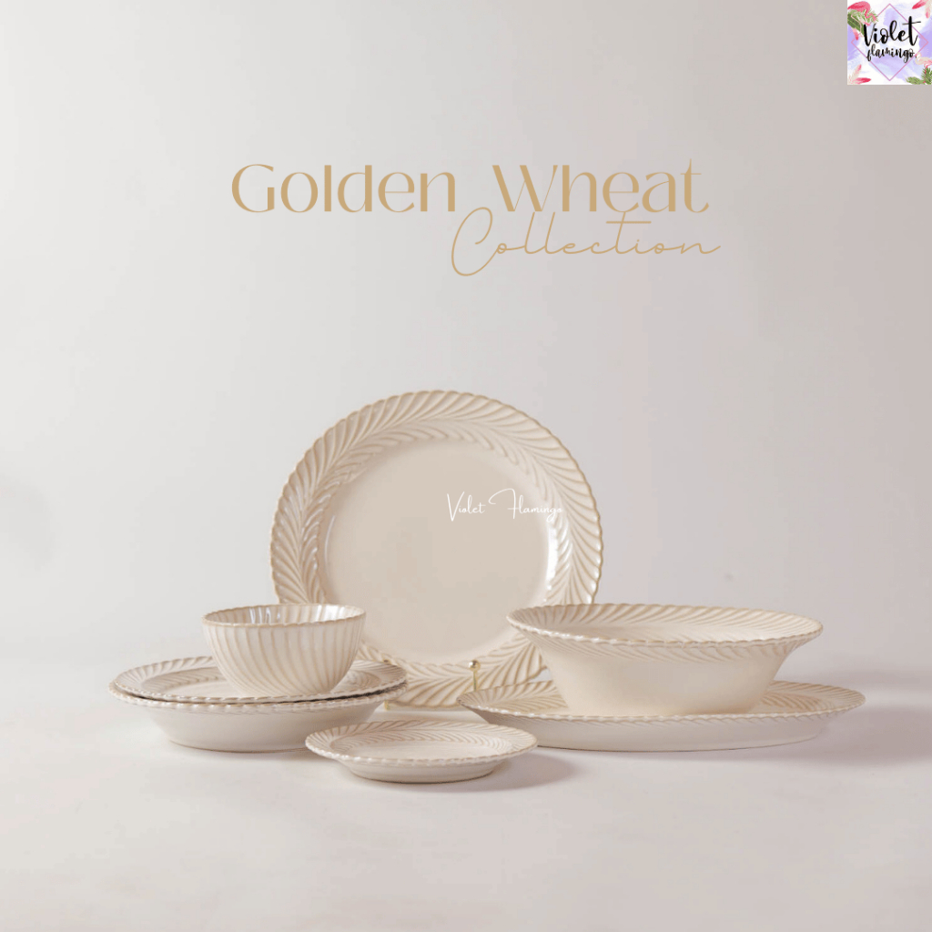 Violet Flamingo Golden Wheat Collection | ชุดจานเซรามิก ลายรวงข้าว สี Ivory White | จานอาหาร ชาม Ceramic Dinnerware Set รูปที่ 8