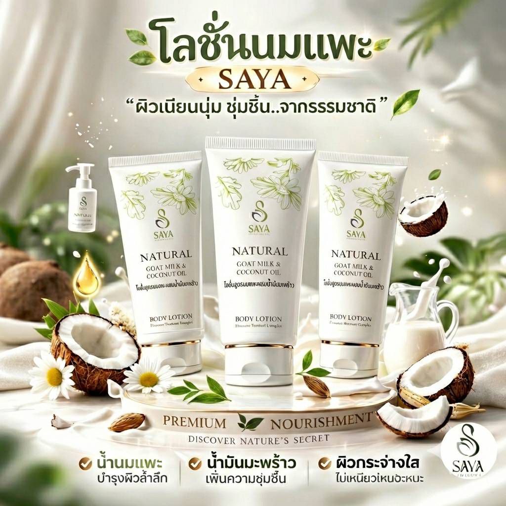 โลชั่นบำรุงผิวกาย นมแพะ สูตรธรรมชาติ ผิวนุ่มชุ่มชื้น
