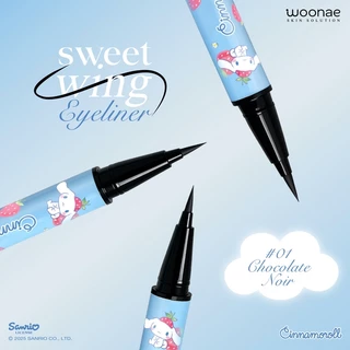 WOONAE SWEET WING EYELINER วูเน่ สวีท วิง อายไลเนอร์ #01 Chocolate Noir ลายซินามอโรล Cinnamoroll Sanrio