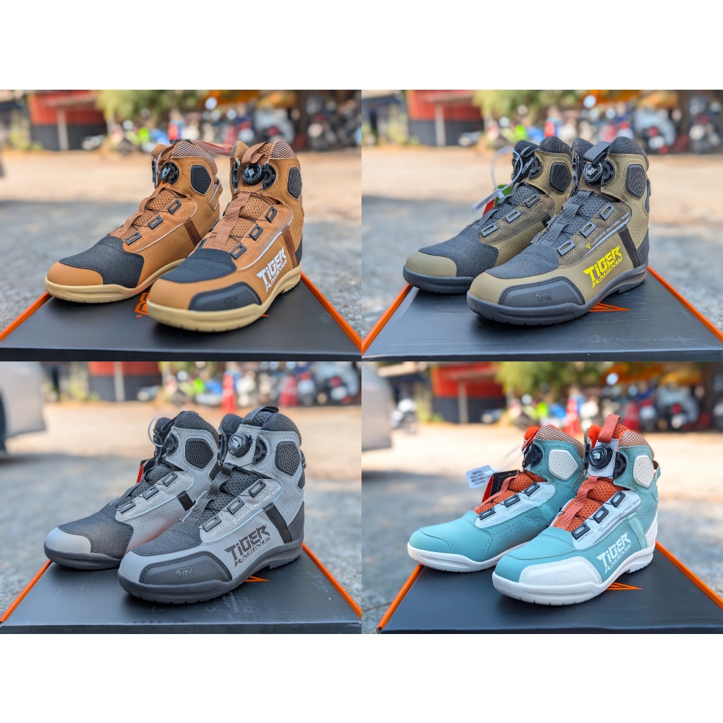 รองเท้าขี่มอเตอร์ไซค์ Tiger รุ่น R1 5สี ดำ เทา ฟ้าขาว น้ำตาลอ่อน น้ำตาลเข้ม ไซส์ 39-46