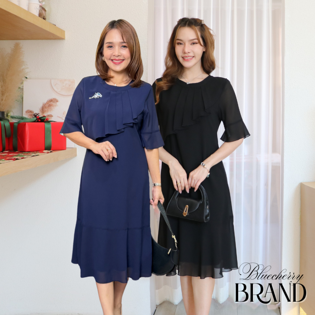ชุดเดรสสาวอวบ ลีฟ  สวยเหมือนสั่งตัด ใส่แล้วช่วยพรางหุ่น มีไซส์ รอบอก 38,40,42,44,46 นิ้ว