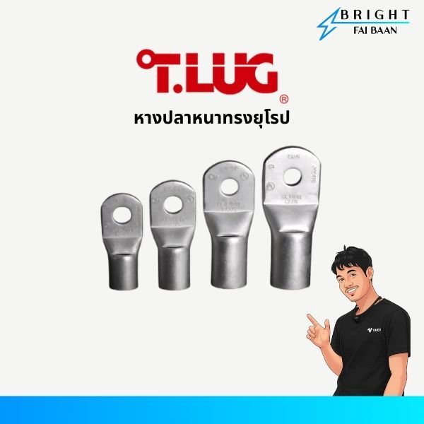 T.LUG หางปลาสายไฟ ทองแดง ทรงยุโรป เบอร์ 10, 16, 25, 35, 50 แพ็ค 100 ชิ้น