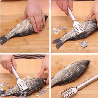 ที่ขูดเกล็ดปลา สแตนเลส ไม่เกิดสนิม ที่ขอดเกล็ดปลา อุปกรณ์กำจัดเกร็ดปลา พร้อมช่องเก็บเกล็ดปลาในตัว มีด้ามจับถนัดมือ G0185