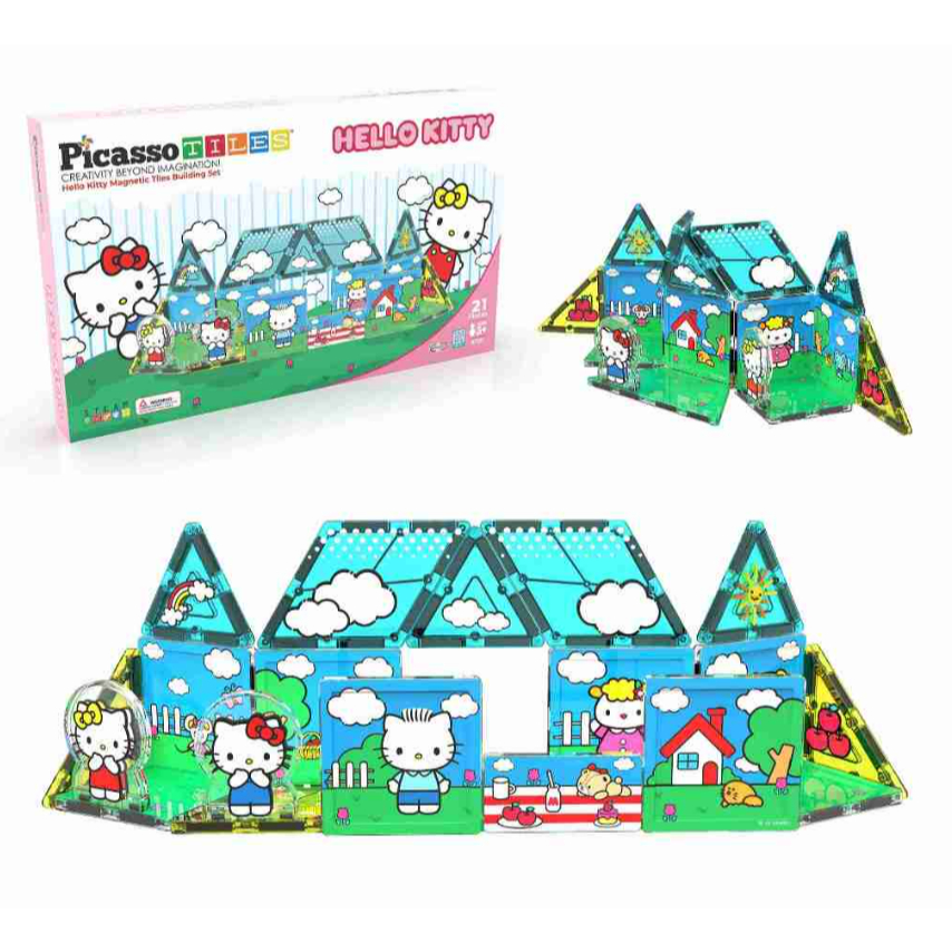 Picasso Tiles 21 Pc Hello Kitty Magnetic Tiles Building  Set