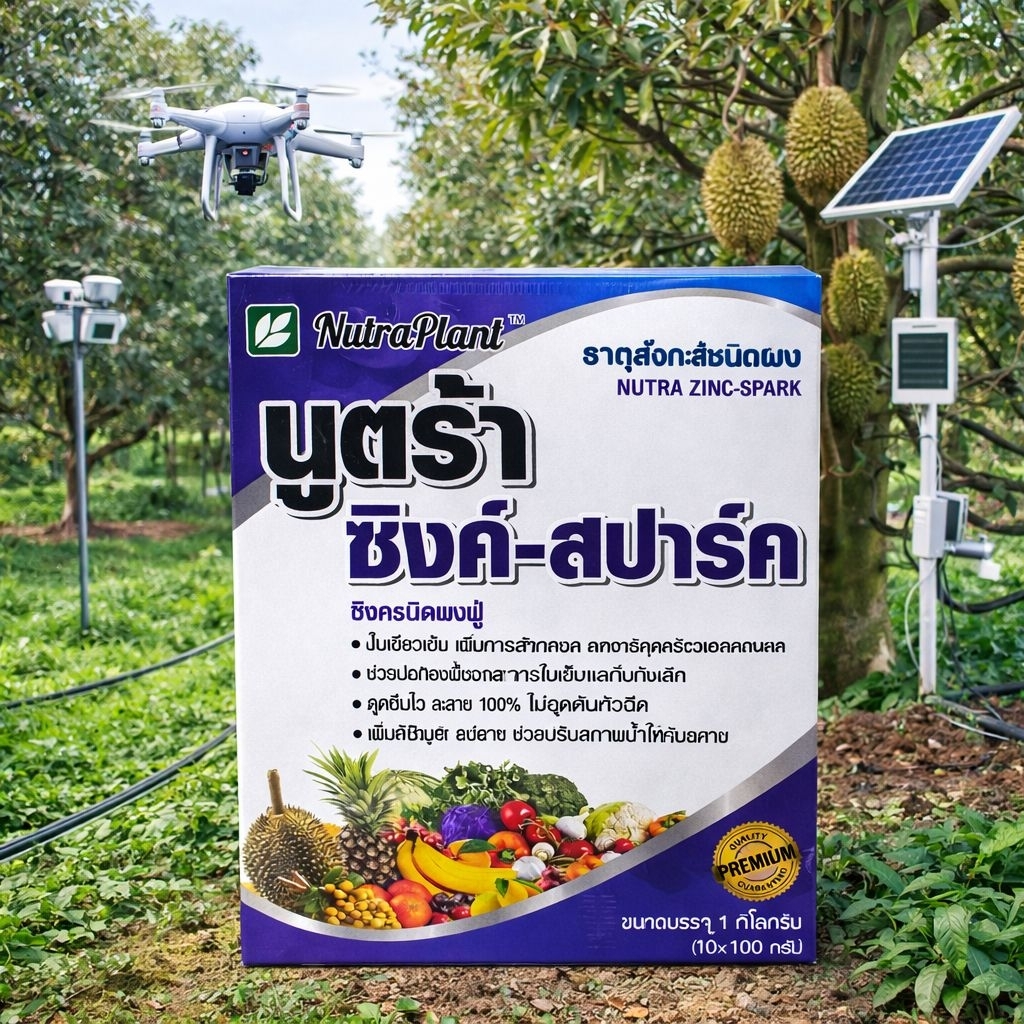 นูตร้า ซิงค์-สปาร์ค (100กรัม*10ซอง/กล่อง) ธาตุสังกะสีชนิดผงฟู่ ละลาย 100% แก้ใบแก้ว ใบเขียวเข้ม ทนหนาว ไม่อุดตันหัวฉีด