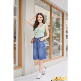 กางเกงยีนส์ขาสั้นทรงบอยยาวเหนือเข่าเอวสูงทรงเป๊ะไซส์ S-3XL ใส่แมตช์ง่ายได้ทุกลุค TK4