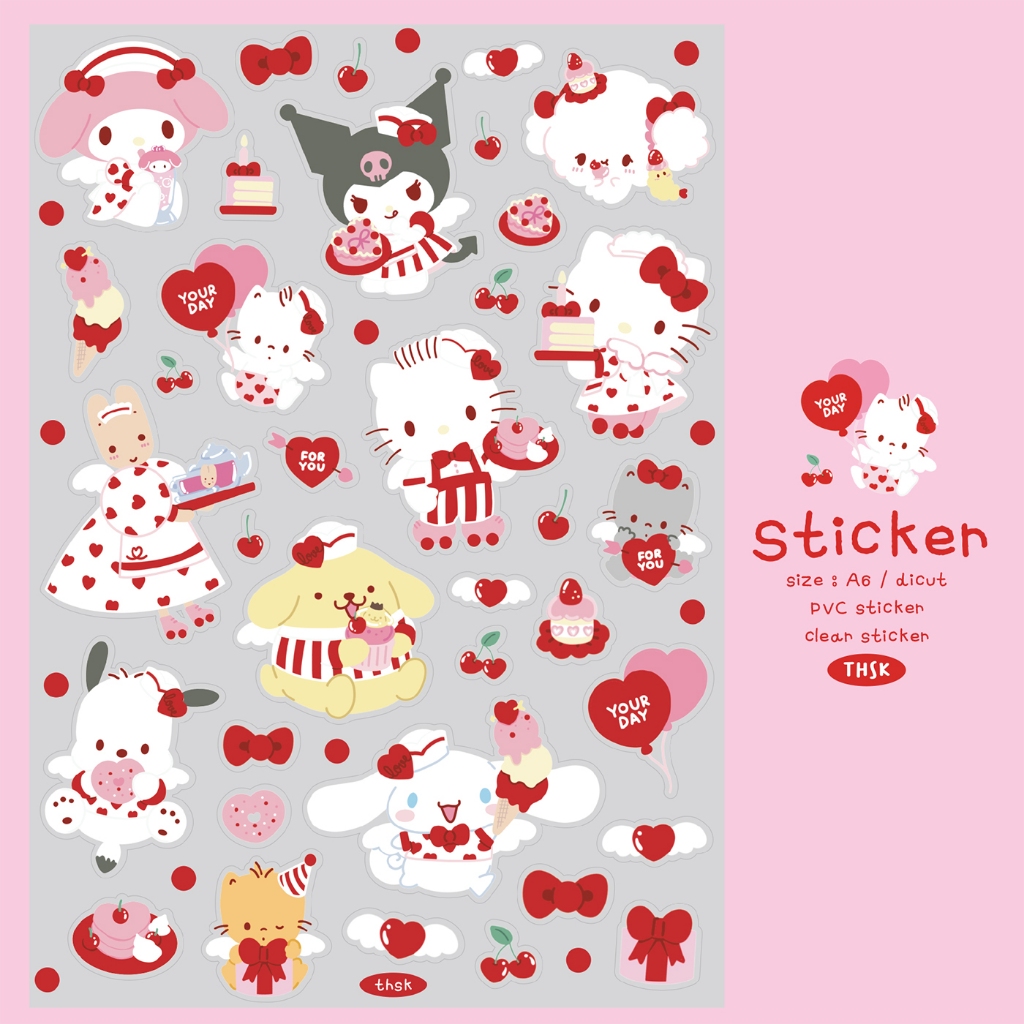 Sweet Sanrio Sticker สติ๊กเกอร์ ขนาด A6