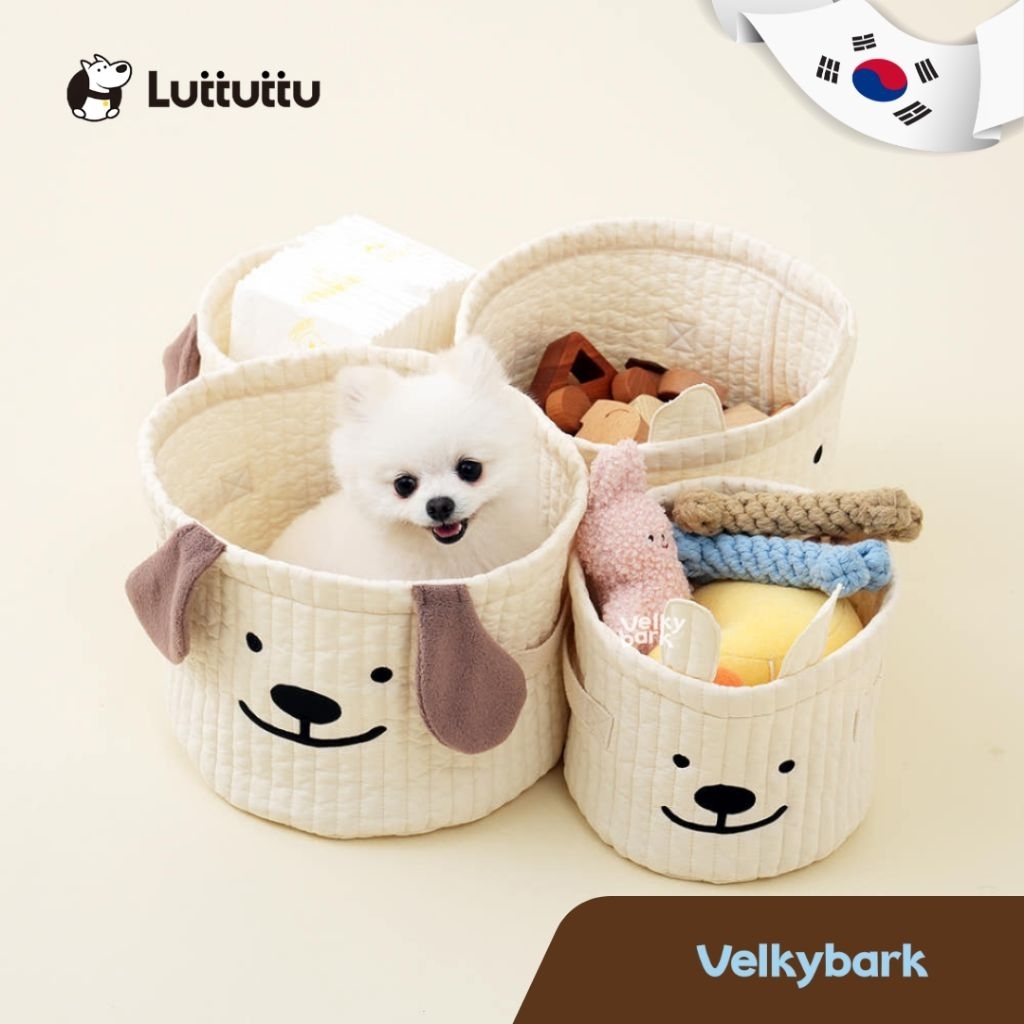 VELKYBARK [พร้อมส่ง] Luttuttu 🇰🇷 Fabric Basket ตะกร้าใส่ของเล่น ตะกร้าผ้าฝ้าย