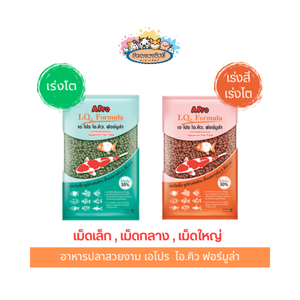อาหารปลาคราฟ สูตรเร่งโตและสูตรเร่งสีเร่งโต Apro I.Q. Formula อาหารปลาสวยงาม เอโปร ไอคิว ฟอร์มูล่า 1 