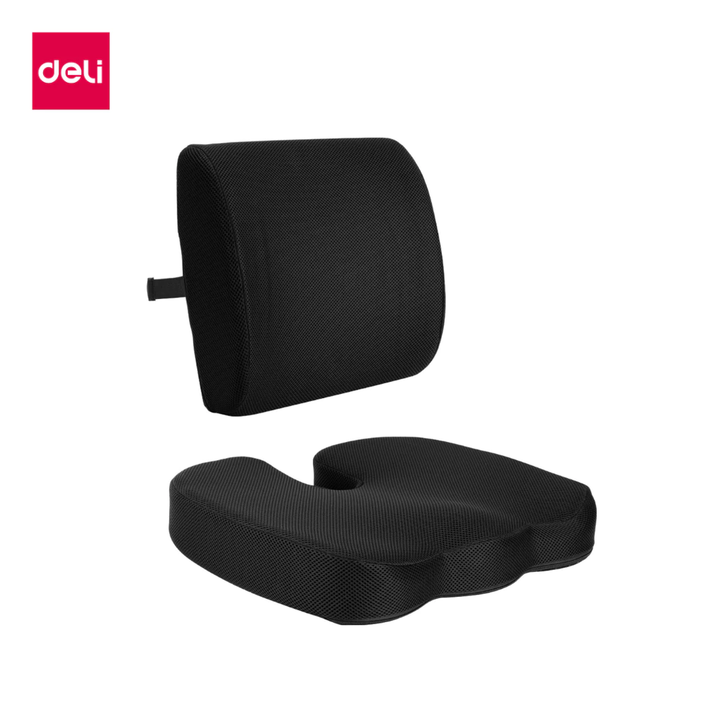 Deli เบาะรองนั่ง เบาะรองหลัง เบาะรองเก้าอี้ ลดอาการปวดเมื่อย เมมโมรี่โฟมแท้100% รองรับสรีระ Cushion
