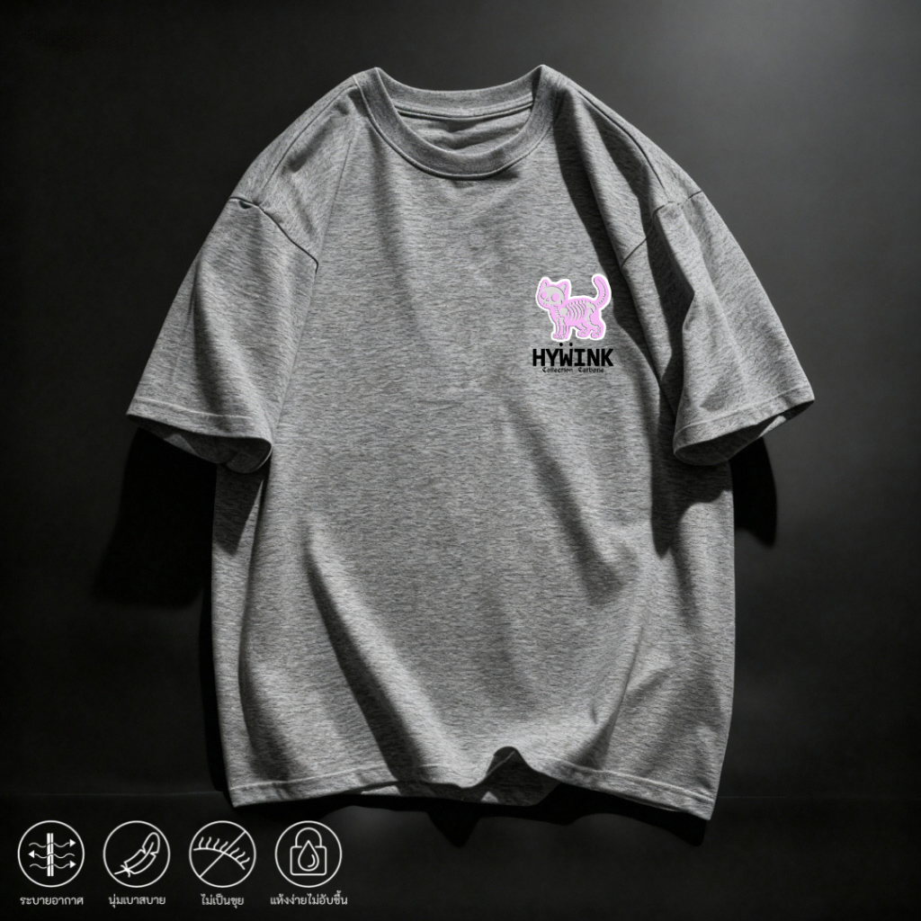 เสื้อยืดแขนสั้น พิมพ์ลายหน้าหลังแมวชมพูอ่อน แฟชั่นสายสตรีท เนื้อผ้านุ่ม ใส่สบายไม่ร้อน ผ้ายับยากทิ้งตัว เหมาะกับทุกๆวัน ราคา ถูกที่สุด ดีลบีเคเค แกลเลอรีภาพที่ 7