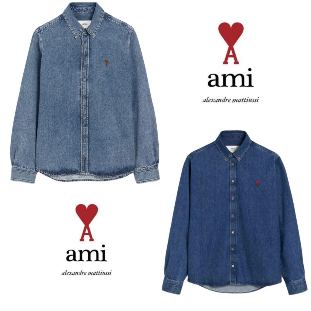 Ami Paris De Coeur Denim Shirts พร้อมส่ง มือ 1 แท้ 100%