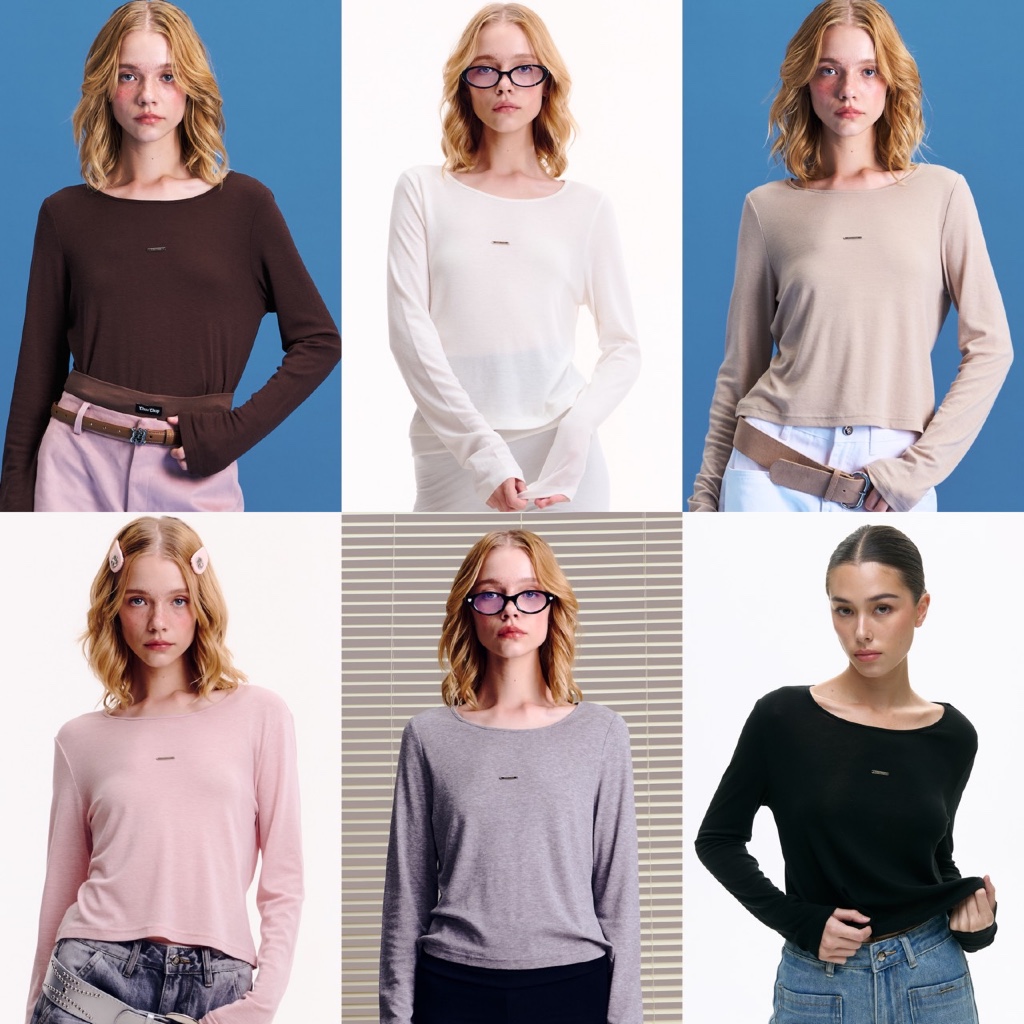 CHUUCHOP - Glaze Long Sleeve Top เสื้อยืดแขนยาวผ้านุ่มปักโลโก้(C8422)