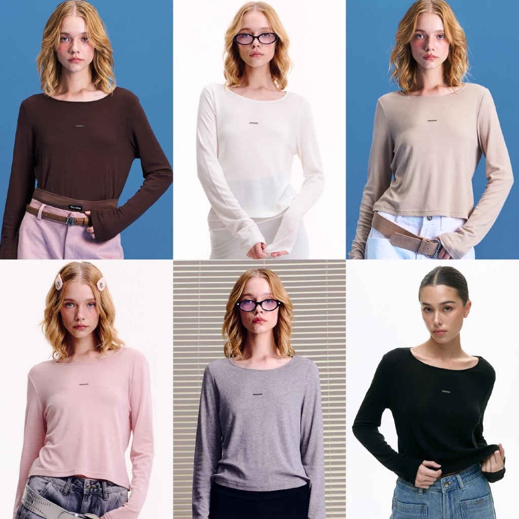 CHUUCHOP - Glaze Long Sleeve Top เสื้อยืดแขนยาวผ้านุ่มปักโลโก้(C8422)