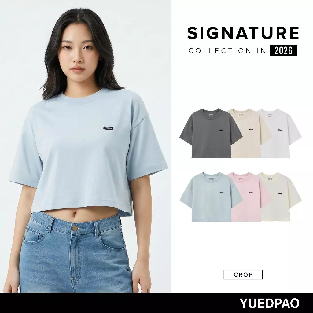 Yuedpao Signature Crop 2026 ผ้าหนาทรงสวย ยับยากไม่ต้องรีด เสื้อครอป โอเวอร์ไซส์ 7 สี