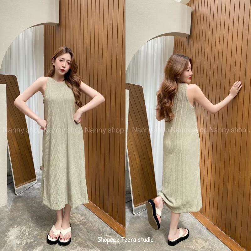 ส่งต่อ: Teera Studio - เดรสคอกลม สีเขียวโอลีฟ 👗🌿