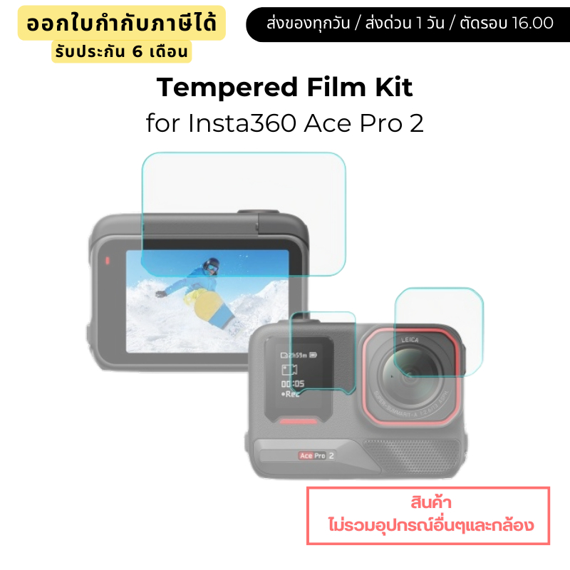 Telesin Insta360 Ace Pro 2 ฟิล์มกระจกกันรอย Tempered Film Kit