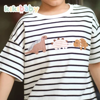 [100-130] T-Shirt ลายขวาง เสื้อยืดสำหรับเด็ก1ขวบขึ้นไป ลายสัตว์น่ารักๆ ไดโนเสาร์ เสื้อยืด ผ้าคอตตอน เสื้อ คอกลม T1
