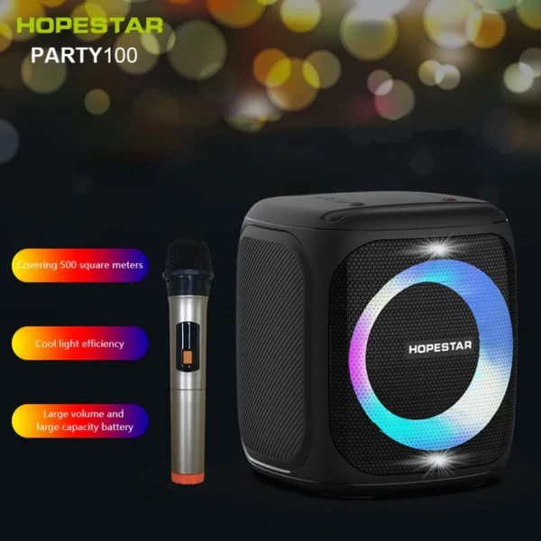 Hopestar Party 100 ลำโพงปาร์ตี้ 50W Bluetooth 5.0 เบสแน่น กันน้ำ IPX6 มีไมค์คาราโอเกะ