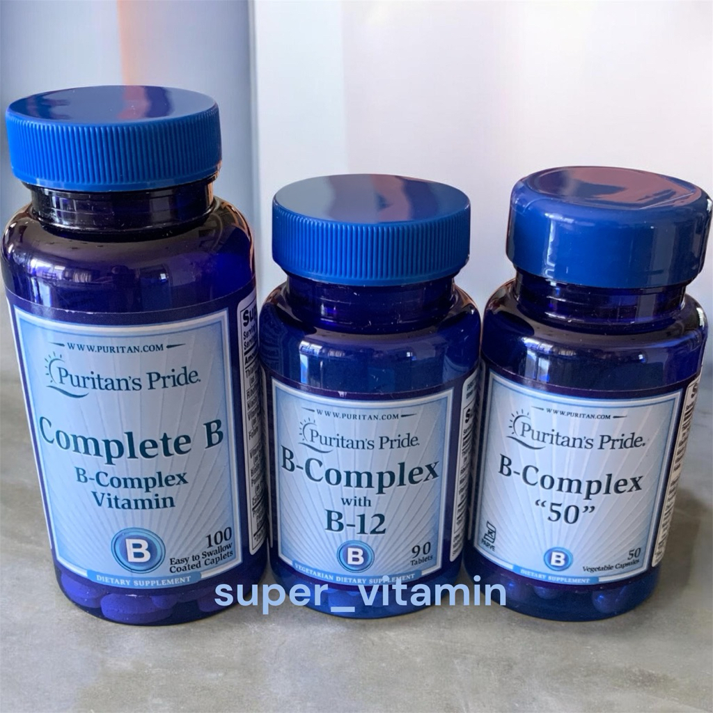 Puritan's Pride Complete B, B Complex 50, B complex +B12 vitamin วิตามินบีรวม บำรุงร่างกาย บำรุงระบบ
