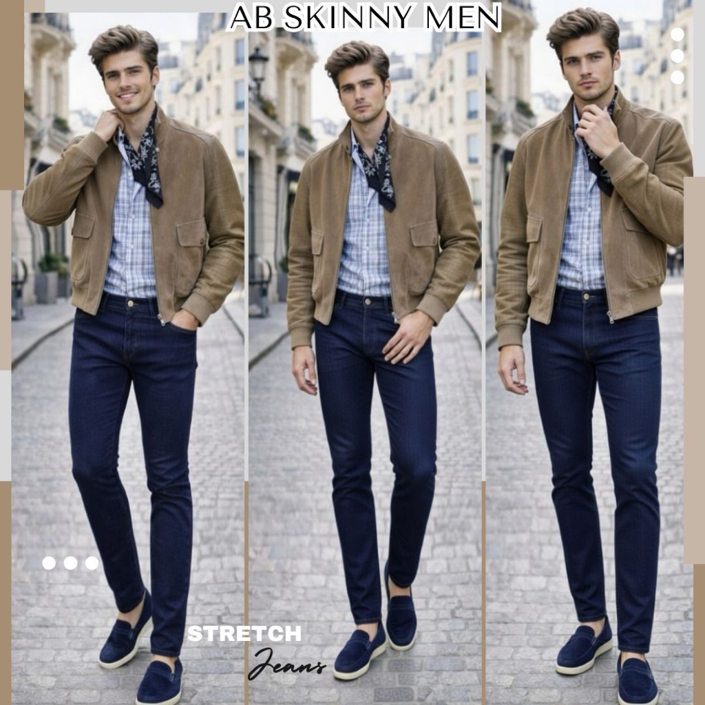 AB Skinny For Men สีกรมฟอก กางเกงสกินนี่ยีนส์ 16 สี ของแท้ 80,000 Like กางเกง AB สกินนี่ยีนส์ ผู้ชาย