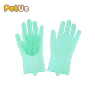 ถุงมือแปรงขน แมว สุนัข ถุงมือซิลิโคน ช่วยกำจัดขนส่วนเกิน สำห…