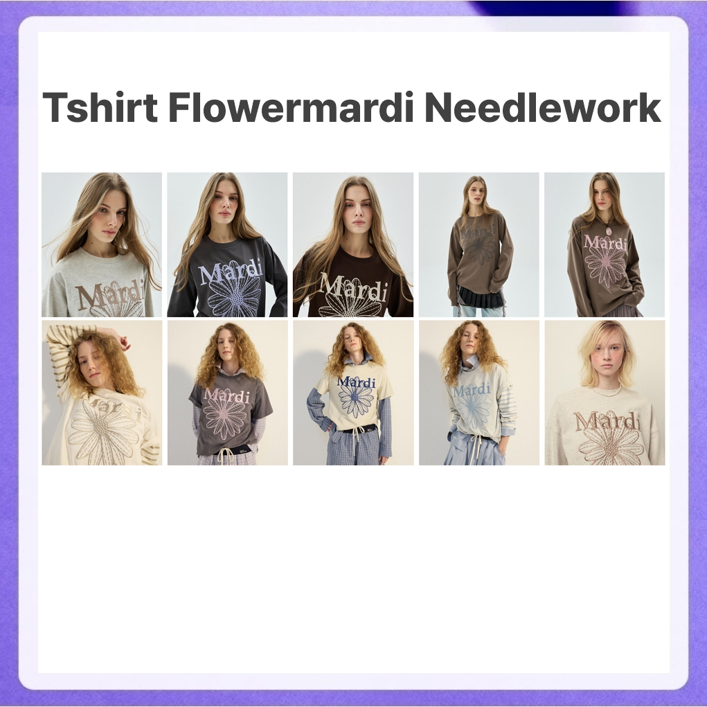Mardi Mercredi Tshirt Flowermardi Needlework (Lightgrey Pink)